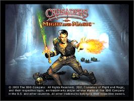 Title screen of Crusaders Of Might And Magic on the Sony Playstation.