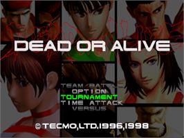 Title screen of Dead or Alive on the Sony Playstation.