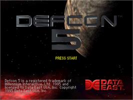Title screen of Defcon 5 on the Sony Playstation.