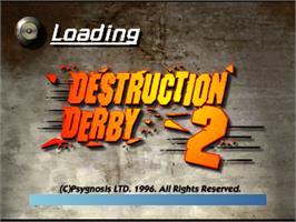 Title screen of Destruction Derby 2 on the Sony Playstation.
