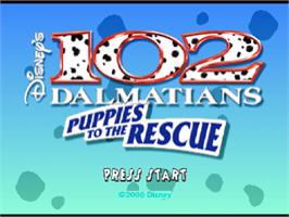 Title screen of Disney's 102 Dalmatians: Puppies to the Rescue on the Sony Playstation.