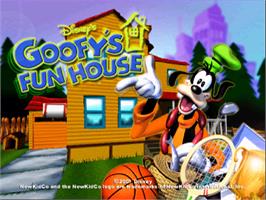 Title screen of Disney's Goofy's Fun House on the Sony Playstation.