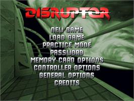 Title screen of Disruptor on the Sony Playstation.