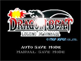 Title screen of Dragon Beat - Legend Of Pinball on the Sony Playstation.