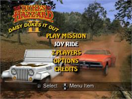 Title screen of Dukes Of Hazzard 2 - Daisy Dukes It Out, The on the Sony Playstation.