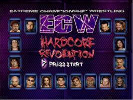 Title screen of ECW Hardcore Revolution on the Sony Playstation.