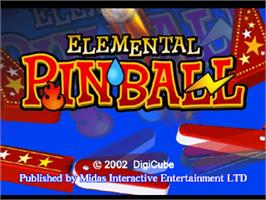 Title screen of Elemental Pinball on the Sony Playstation.