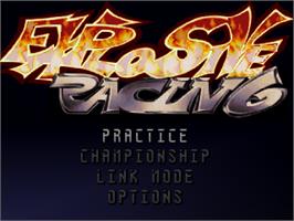 Title screen of Explosive Racing on the Sony Playstation.
