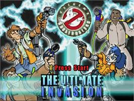 Title screen of Extreme Ghostbusters - The Ultimate Invasion on the Sony Playstation.