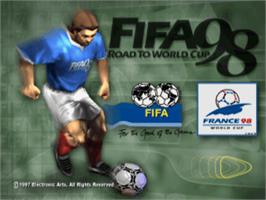 Title screen of FIFA 98: Road to World Cup on the Sony Playstation.