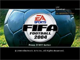 Title screen of FIFA Football 2004 on the Sony Playstation.