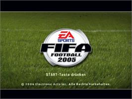 Title screen of FIFA Football 2005 on the Sony Playstation.