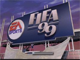 Title screen of Fifa 99 on the Sony Playstation.