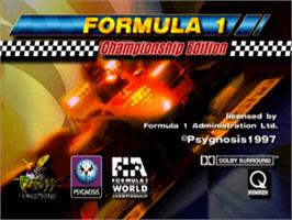 Title screen of Formula 1 Championship Edition on the Sony Playstation.