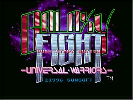 Title screen of Galaxy Fight: Universal Warriors on the Sony Playstation.