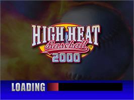 Title screen of High Heat Baseball 2000 on the Sony Playstation.
