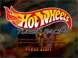 Title screen of Hot Wheels: Turbo Racing on the Sony Playstation.