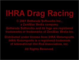Title screen of Ihra Motorsports Drag Racing on the Sony Playstation.