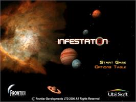 Title screen of Infestation on the Sony Playstation.