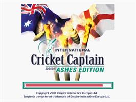 Title screen of International Cricket Captain 2001 - Ashes Edition on the Sony Playstation.