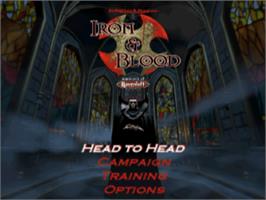 Title screen of Iron & Blood: Warriors of Ravenloft on the Sony Playstation.