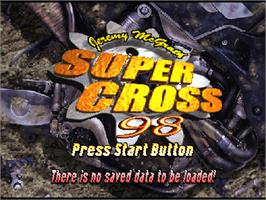 Title screen of Jeremy Mcgrath Supercross 98 on the Sony Playstation.