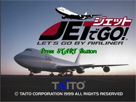 Title screen of Jet De Go! Let's Go By Airliner on the Sony Playstation.