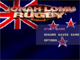 Title screen of Jonah Lomu Rugby on the Sony Playstation.