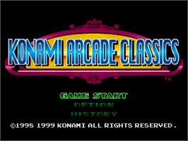 Title screen of Konami Arcade Classics on the Sony Playstation.