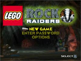 Title screen of LEGO Rock Raiders on the Sony Playstation.