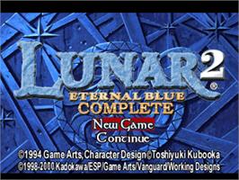 Title screen of Lunar 2 - Eternal Blue Complete on the Sony Playstation.