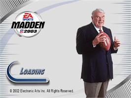 Title screen of Madden Nfl 2003 on the Sony Playstation.