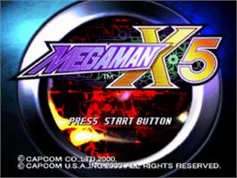 Title screen of Mega Man X5 on the Sony Playstation.