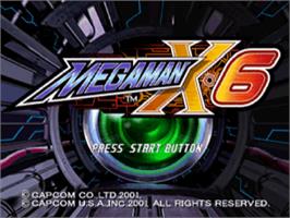 Title screen of Mega Man X6 on the Sony Playstation.