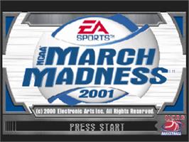 Title screen of NCAA March Madness 2001 on the Sony Playstation.