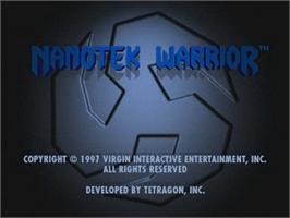 Title screen of Nanotek Warrior on the Sony Playstation.