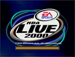 Title screen of Nba Live 2000 on the Sony Playstation.