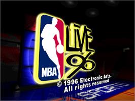 Title screen of Nba Live 96 on the Sony Playstation.