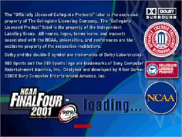 Title screen of Ncaa Final Four 2001 on the Sony Playstation.