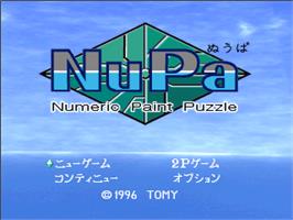 Title screen of Nupa - Numeric Paint Puzzle on the Sony Playstation.