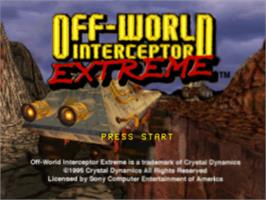 Title screen of Off-World Interceptor Extreme on the Sony Playstation.