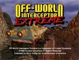 Title screen of Off-World Interceptor Extreme on the Sony Playstation.