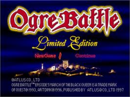 Title screen of Ogre Battle - The March Of The Black Queen on the Sony Playstation.
