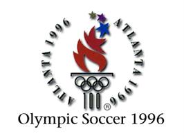 Title screen of Olympic Soccer - Atlanta 1996 on the Sony Playstation.