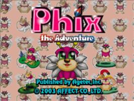 Title screen of Phix: The Adventure on the Sony Playstation.