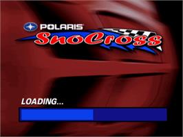 Title screen of Polaris Snocross on the Sony Playstation.