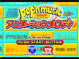 Title screen of Pop'n Music - Animation Melody on the Sony Playstation.