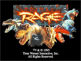 Title screen of Primal Rage on the Sony Playstation.