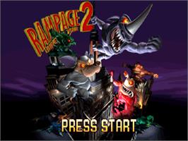 Title screen of Rampage 2 - Universal Tour on the Sony Playstation.