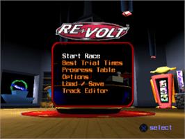 Title screen of Re-Volt on the Sony Playstation.